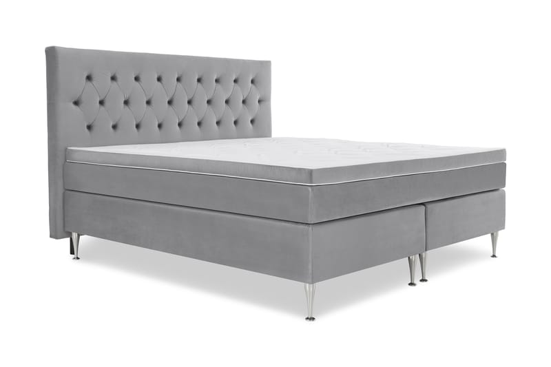 Royal Velvet Komplett Sengpakke 210x210 cm - Lysegrå med Høje Sølvben - Møbler - Senge - Komplet sengepakke