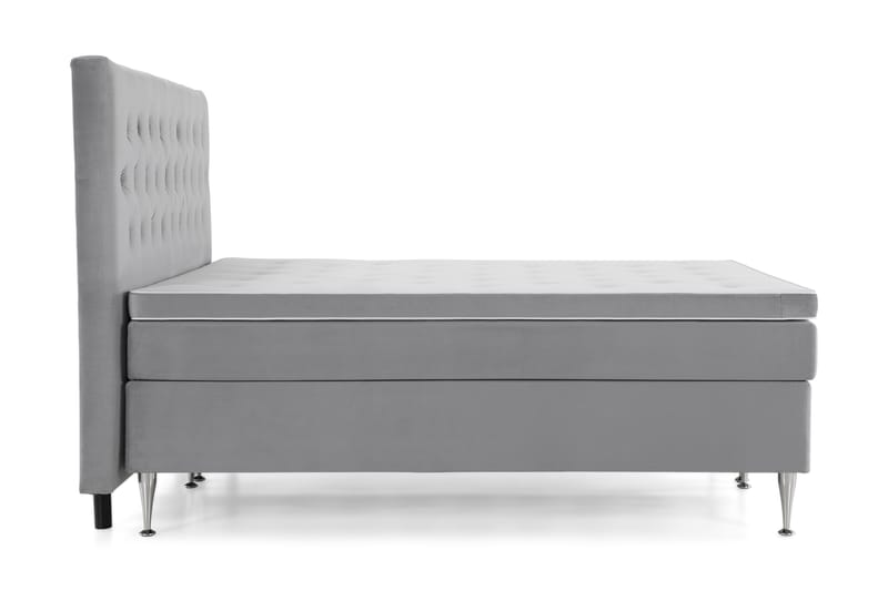 Royal Velvet Komplett Sengpakke 210x210 cm - Lysegrå med Høje Sølvben - Møbler - Senge - Komplet sengepakke