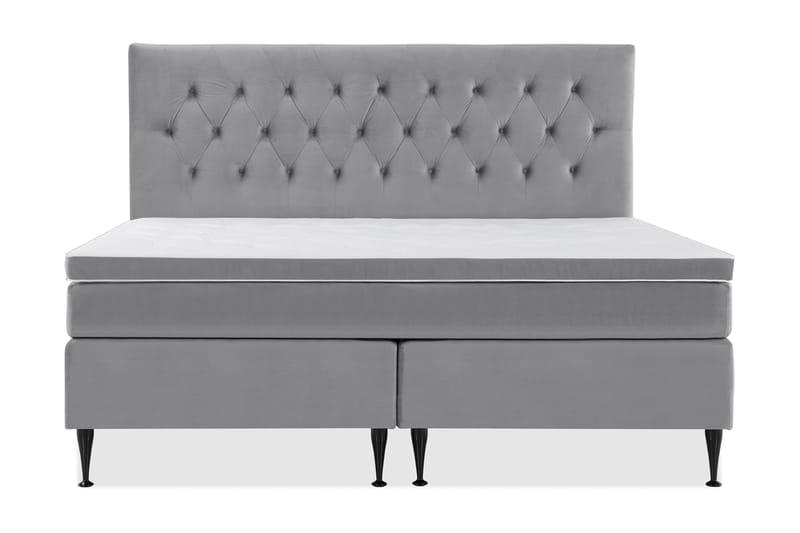 Royal Velvet Komplett Sengpakke 210x210 cm - Lysegrå med Høje Sorte Ben - Møbler - Senge - Komplet sengepakke