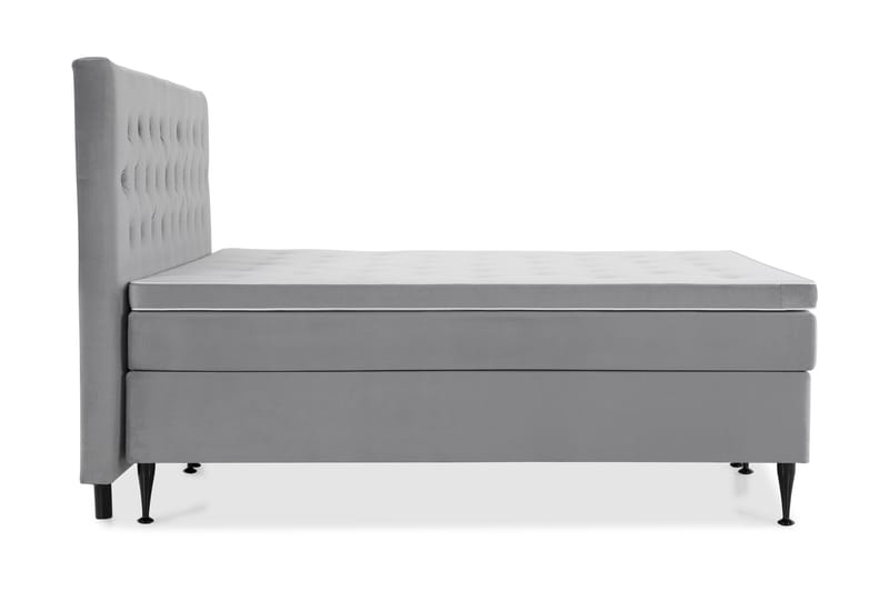 Royal Velvet Komplett Sengpakke 210x210 cm - Lysegrå med Høje Sorte Ben - Møbler - Senge - Komplet sengepakke