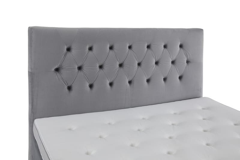 Royal Velvet Komplett Sengpakke 210x210 cm - Lysegrå med Høje Sorte Ben - Møbler - Senge - Komplet sengepakke