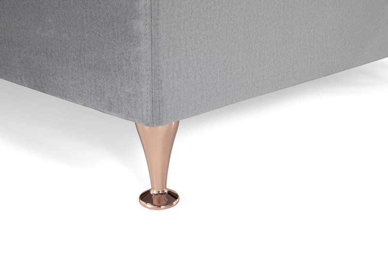 Royal Velvet Komplett Sengpakke 210x210 cm - Lysegrå med Lave Roséguld ben - Møbler - Senge - Komplet sengepakke