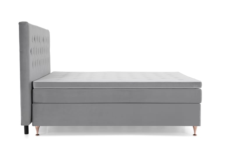 Royal Velvet Komplett Sengpakke 210x210 cm - Lysegrå med Lave Roséguld ben - Møbler - Senge - Komplet sengepakke
