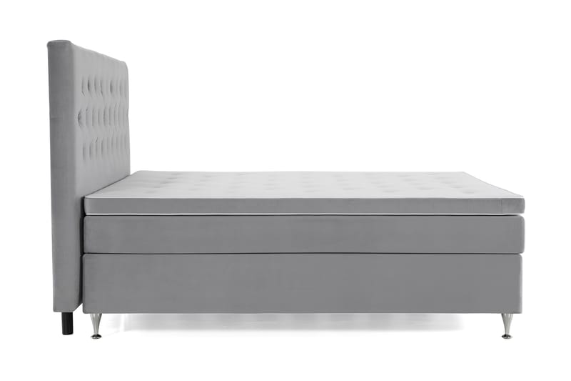 Royal Velvet Komplett Sengpakke 210x210 cm - Lysegrå med Lave Sølvben - Møbler - Senge - Kontinentalsenge