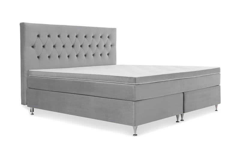 Royal Velvet Komplett Sengpakke 210x210 cm - Lysegrå med Lave Sølvben - Møbler - Senge - Kontinentalsenge