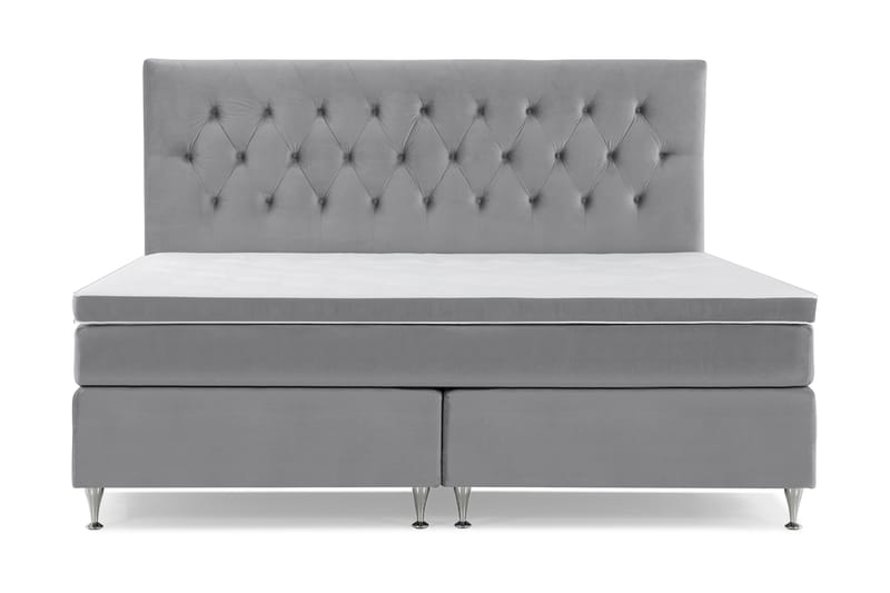 Royal Velvet Komplett Sengpakke 210x210 cm, Lysegrå med Lave Sølvben