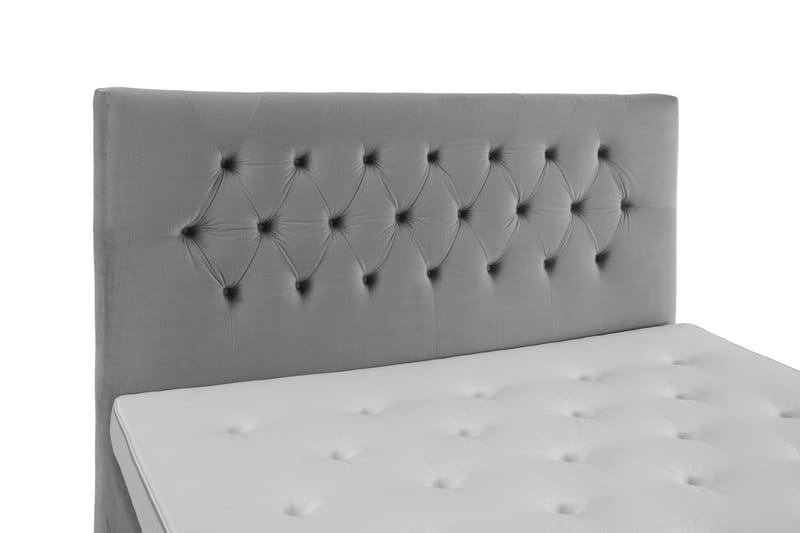 Royal Velvet Komplett Sengpakke 210x210 cm - Lysegrå med Lave Sorte Ben - Møbler - Senge - Komplet sengepakke