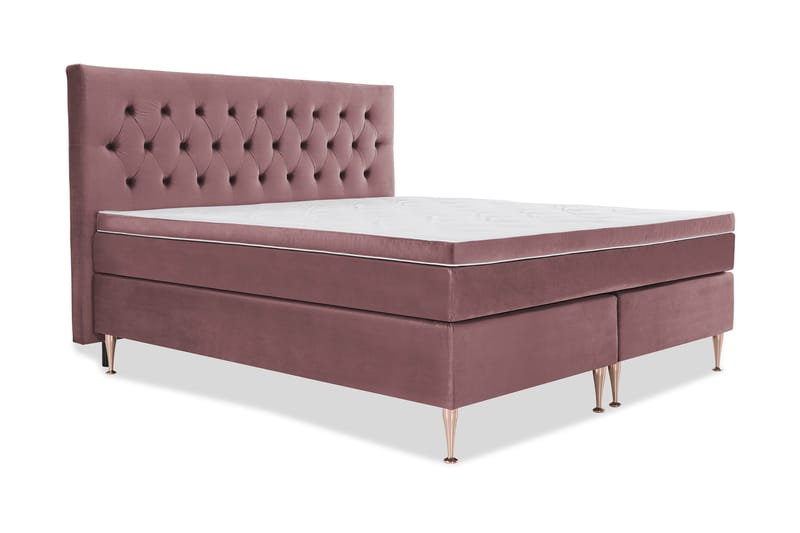 Royal Velvet Komplett Sengpakke 210x210 cm - Lyserød med Høje Rosében - Møbler - Senge - Kontinentalsenge