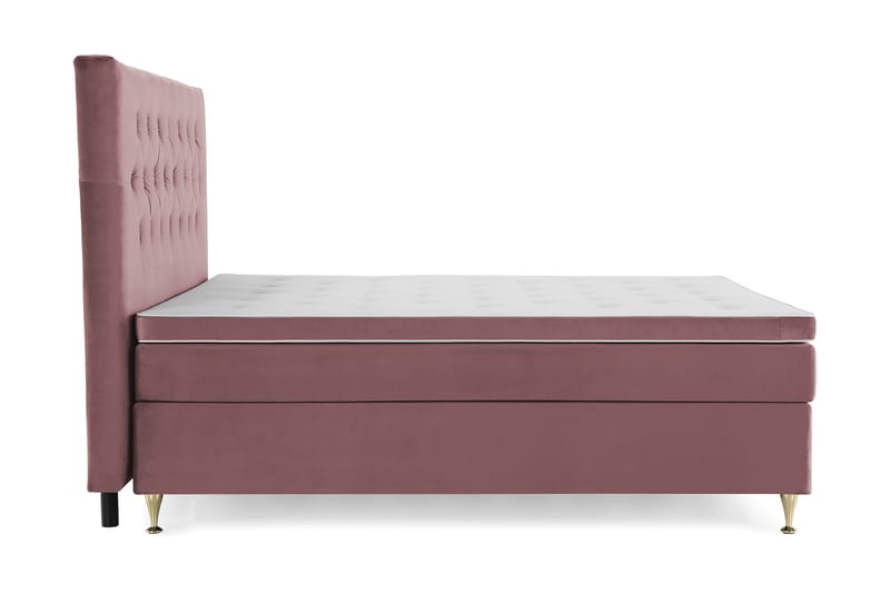 Royal Velvet Komplett Sengpakke 210x210 cm - Lyserød med Lave Guldben - Møbler - Senge - Kontinentalsenge