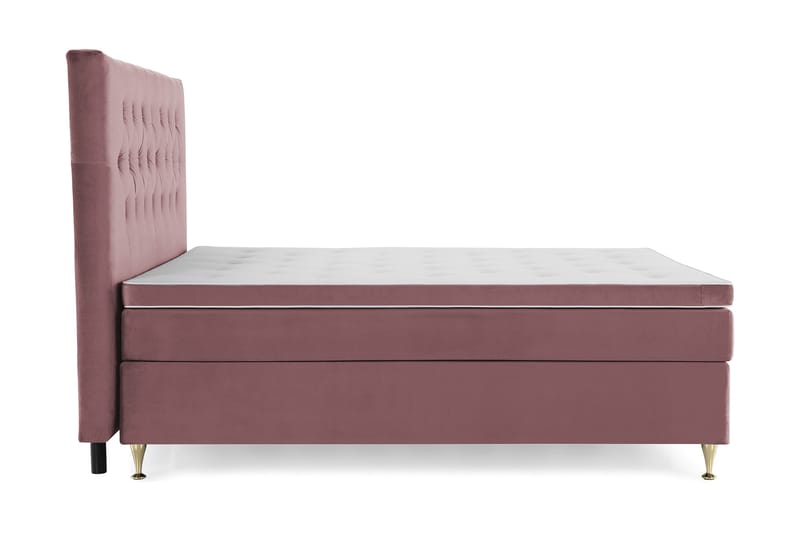 Royal Velvet Komplett Sengpakke 210x210 cm - Lyserød med Lave Guldben - Møbler - Senge - Kontinentalsenge