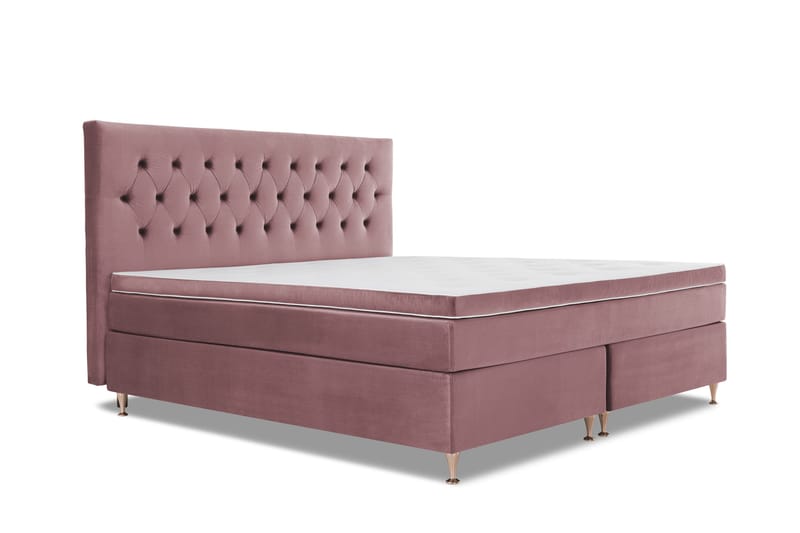 Royal Velvet Komplett Sengpakke 210x210 cm - Lyserød med Lave Rosében - Møbler - Senge - Kontinentalsenge