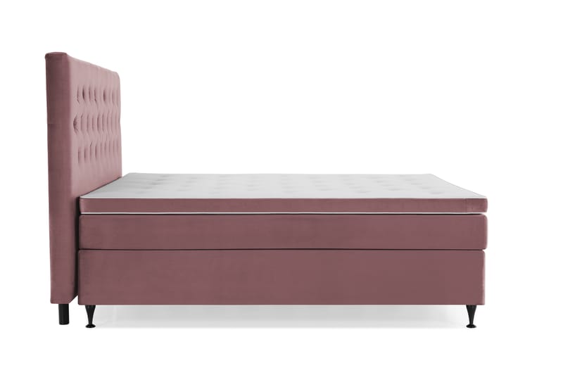 Royal Velvet Komplett Sengpakke 210x210 cm - Lyserød med Lave Sorte Ben - Møbler - Senge - Komplet sengepakke