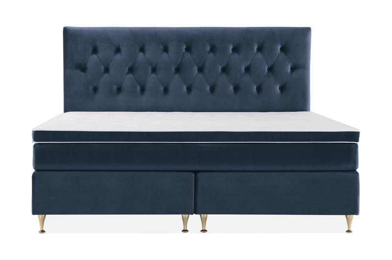 Royal Velvet Komplett Sengpakke 210x210 cm - Mørkeblå med Lave Guldben - Møbler - Senge - Komplet sengepakke
