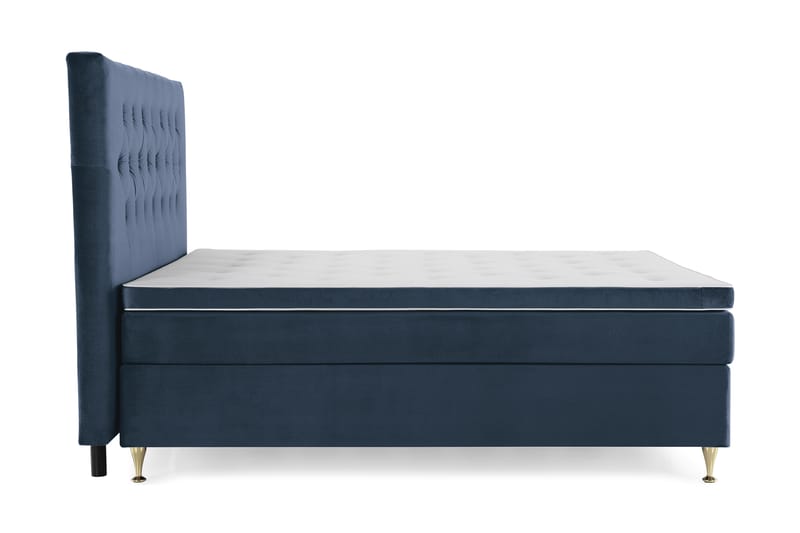 Royal Velvet Komplett Sengpakke 210x210 cm - Mørkeblå med Lave Guldben - Møbler - Senge - Komplet sengepakke