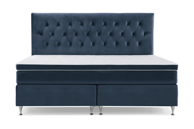 Royal Velvet Komplett Sengpakke 210x210 cm - Mørkeblå med Lave Sølvben - Møbler - Senge - Komplet sengepakke