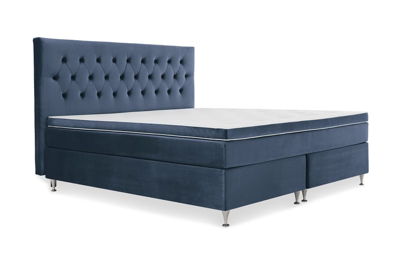 Royal Velvet Komplett Sengpakke 210x210 cm - Mørkeblå med Lave Sølvben - Møbler - Senge - Komplet sengepakke