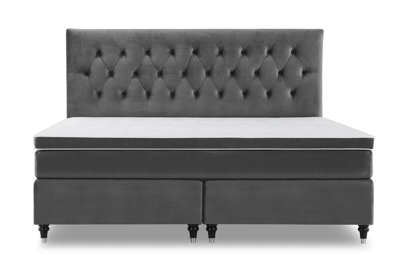 Royal Velvet Komplett Sengpakke 210x210 cm - Mørkegrå med Formede Ben - Møbler - Senge - Kontinentalsenge