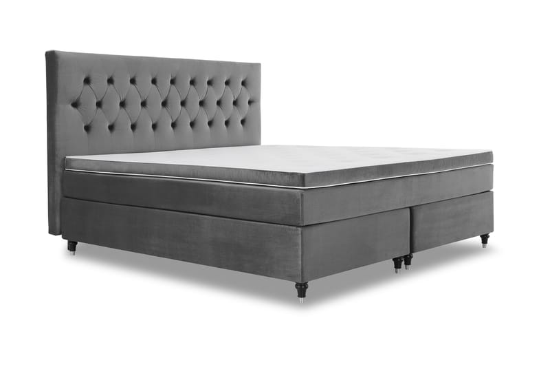 Royal Velvet Komplett Sengpakke 210x210 cm - Mørkegrå med Formede Ben - Møbler - Senge - Kontinentalsenge