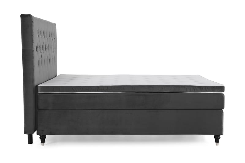 Royal Velvet Komplett Sengpakke 210x210 cm - Mørkegrå med Formede Ben - Møbler - Senge - Kontinentalsenge