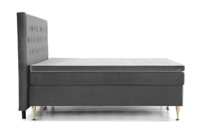 Royal Velvet Komplett Sengpakke 210x210 cm - Mørkegrå med Høje Guldben - Møbler - Senge - Kontinentalsenge