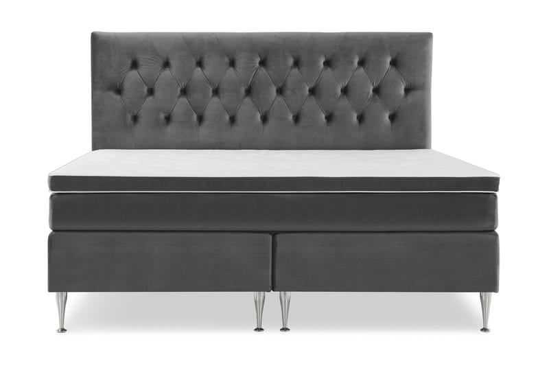 Royal Velvet Komplett Sengpakke 210x210 cm - Mørkegrå med Høje Sølvben - Møbler - Senge - Kontinentalsenge