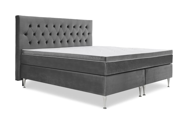 Royal Velvet Komplett Sengpakke 210x210 cm - Mørkegrå med Høje Sølvben - Møbler - Senge - Kontinentalsenge