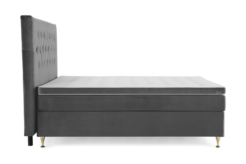 Royal Velvet Komplett Sengpakke 210x210 cm - Mørkegrå med Lave Guldben - Møbler - Senge - Kontinentalsenge