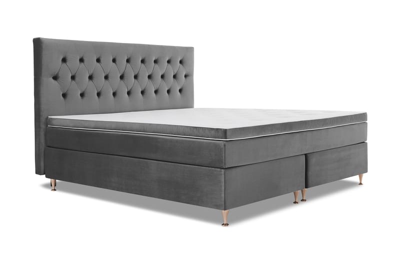 Royal Velvet Komplett Sengpakke 210x210 cm - Mørkegrå med Lave Rosében - Møbler - Senge - Kontinentalsenge