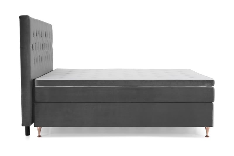 Royal Velvet Komplett Sengpakke 210x210 cm - Mørkegrå med Lave Rosében - Møbler - Senge - Kontinentalsenge