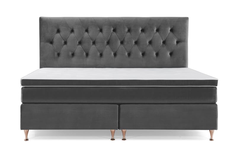 Royal Velvet Komplett Sengpakke 210x210 cm - Mørkegrå med Lave Rosében - Møbler - Senge - Kontinentalsenge