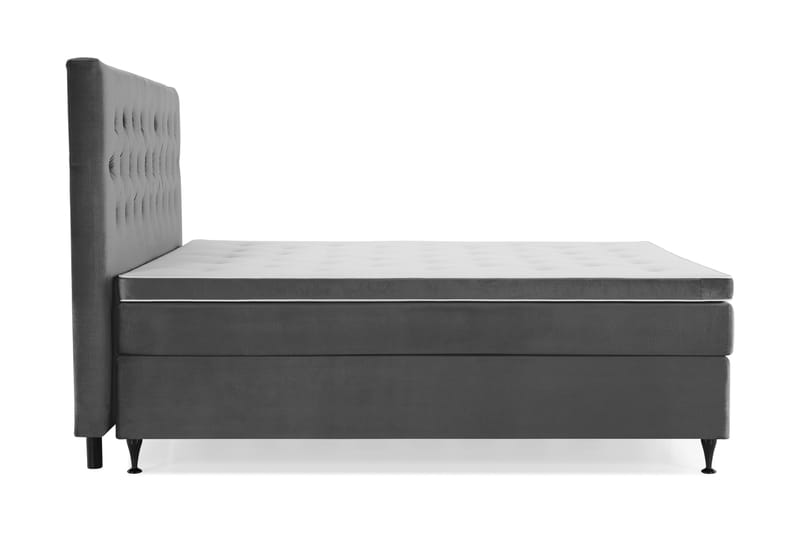 Royal Velvet Komplett Sengpakke 210x210 cm - Mørkegrå med Lave Sorte Ben - Møbler - Senge - Kontinentalsenge