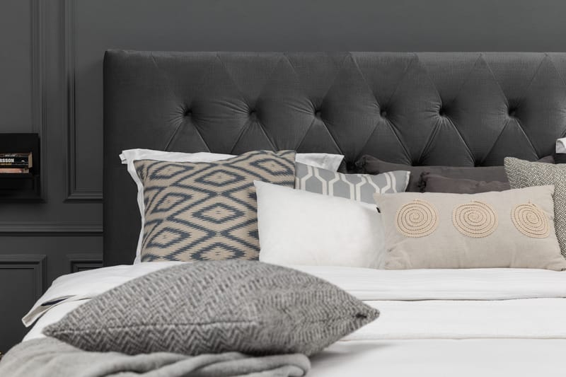 Royal Velvet Komplett Sengpakke 210x210 cm - Mørkegrå med Rosében - Møbler - Senge - Kontinentalsenge