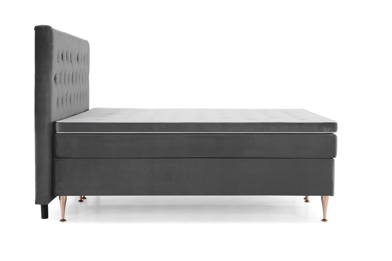 Royal Velvet Komplett Sengpakke 210x210 cm - Mørkegrå med Rosében - Møbler - Senge - Kontinentalsenge