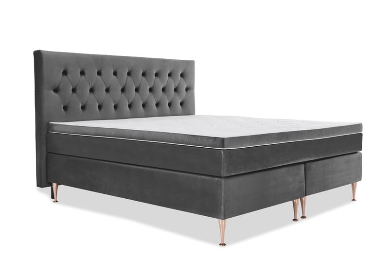 Royal Velvet Komplett Sengpakke 210x210 cm - Mørkegrå med Rosében - Møbler - Senge - Kontinentalsenge