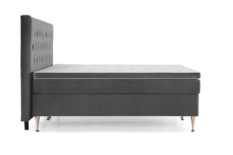 Royal Velvet Komplett Sengpakke 210x210 cm - Mørkegrå med Rosében - Møbler - Senge - Kontinentalsenge