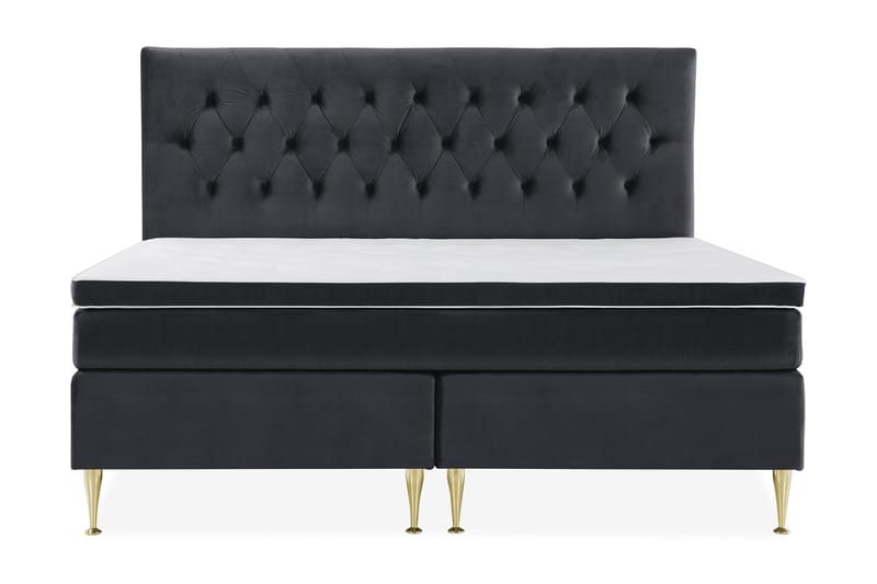 Royal Velvet Komplett Sengpakke 210x210 cm, Sort med Høje Guldben