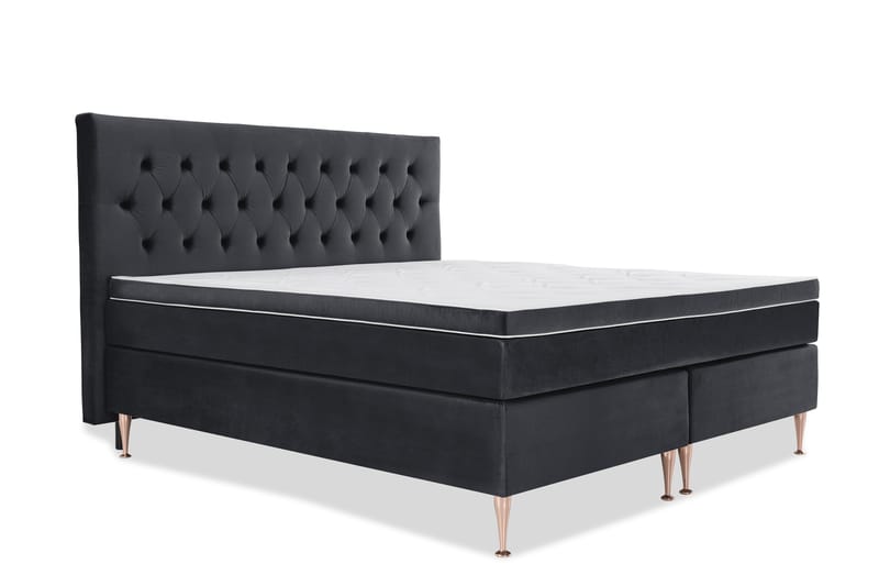 Royal Velvet Komplett Sengpakke 210x210 cm - Sort med Høje Rosében - Møbler - Senge - Kontinentalsenge
