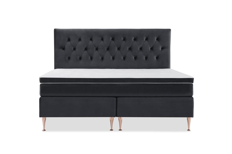 Royal Velvet Komplett Sengpakke 210x210 cm - Sort med Høje Rosében - Møbler - Senge - Kontinentalsenge