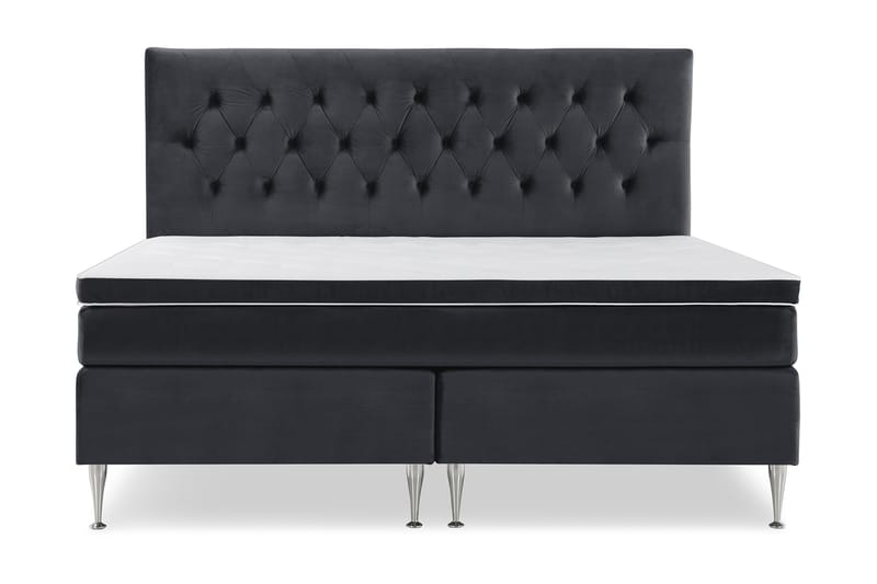 Royal Velvet Komplett Sengpakke 210x210 cm - Sort med Høje Sølvben - Møbler - Senge - Kontinentalsenge