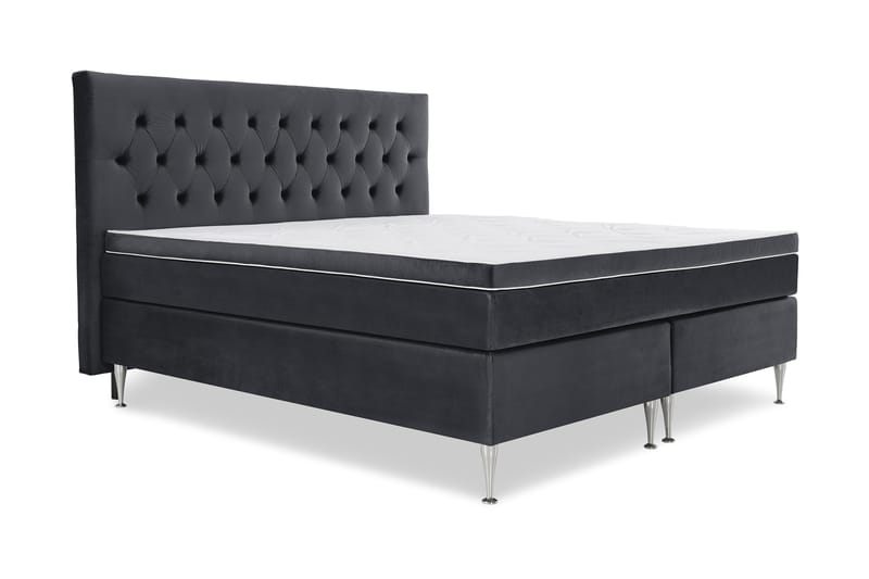 Royal Velvet Komplett Sengpakke 210x210 cm - Sort med Høje Sølvben - Møbler - Senge - Kontinentalsenge