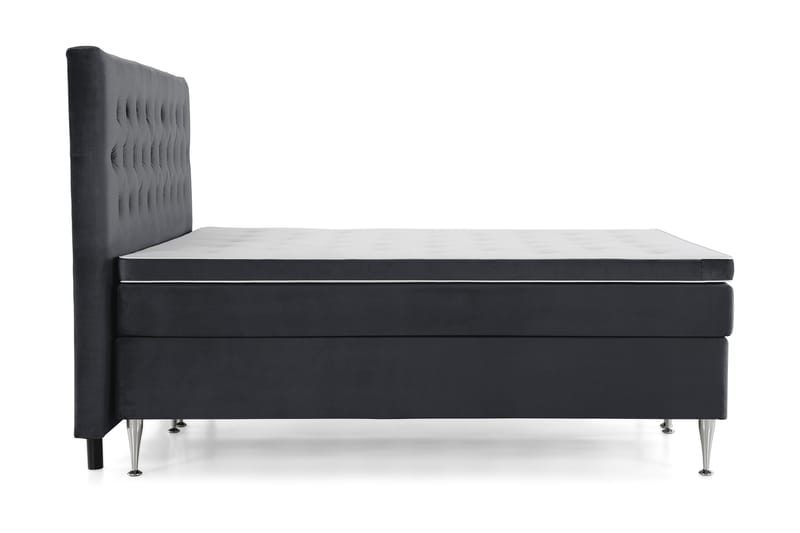 Royal Velvet Komplett Sengpakke 210x210 cm - Sort med Høje Sølvben - Møbler - Senge - Kontinentalsenge