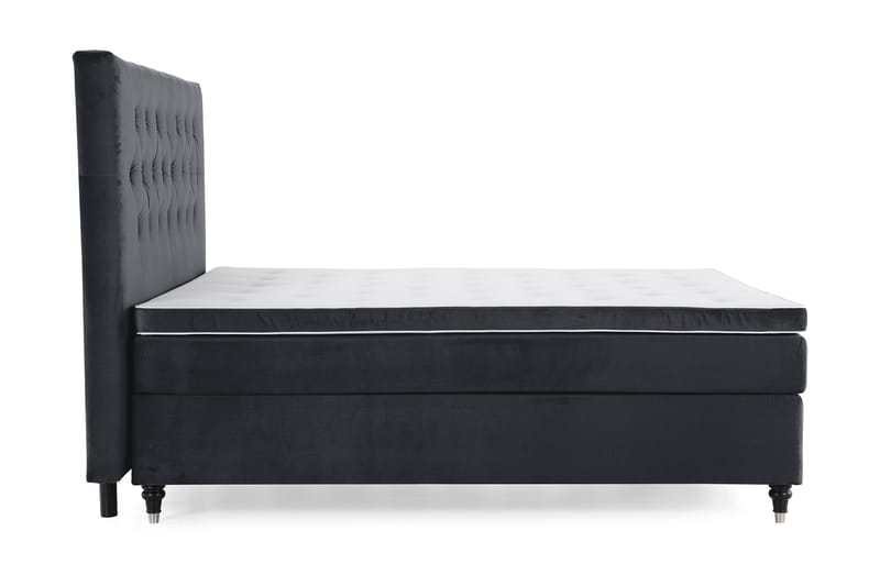 Royal Velvet Komplett Sengpakke 210x210 cm - Sort med Lave Formede Ben - Møbler - Senge - Kontinentalsenge