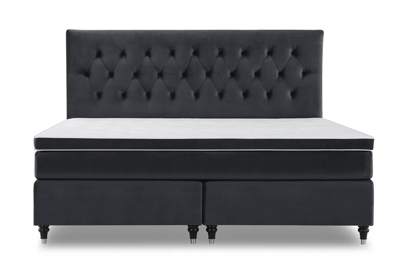 Royal Velvet Komplett Sengpakke 210x210 cm - Sort med Lave Formede Ben - Møbler - Senge - Kontinentalsenge