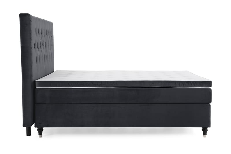 Royal Velvet Komplett Sengpakke 210x210 cm - Sort med Lave Formede Ben - Møbler - Senge - Kontinentalsenge