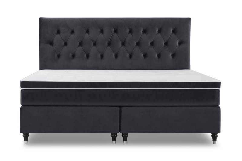 Royal Velvet Komplett Sengpakke 210x210 cm, Sort med Lave Formede Ben