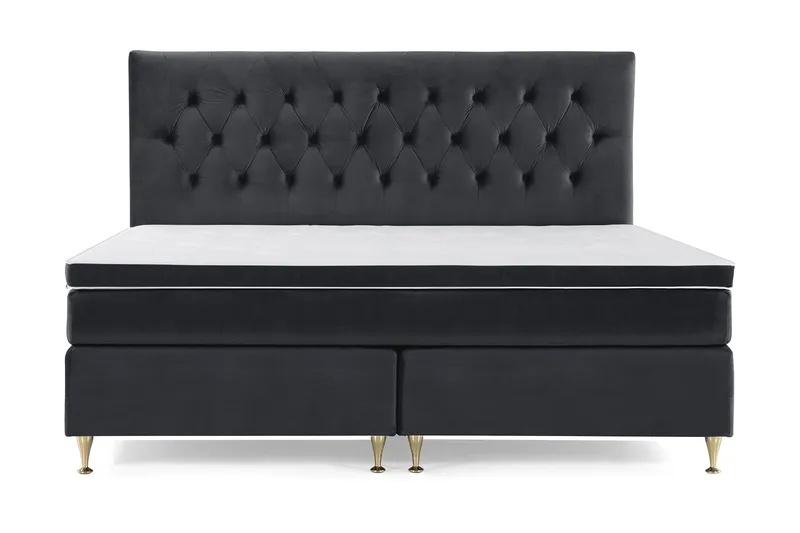 Royal Velvet Komplett Sengpakke 210x210 cm, Sort med Lave Guldben