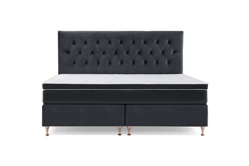 Royal Velvet Komplett Sengpakke 210x210 cm - Sort med Lave Rosében - Møbler - Senge - Kontinentalsenge