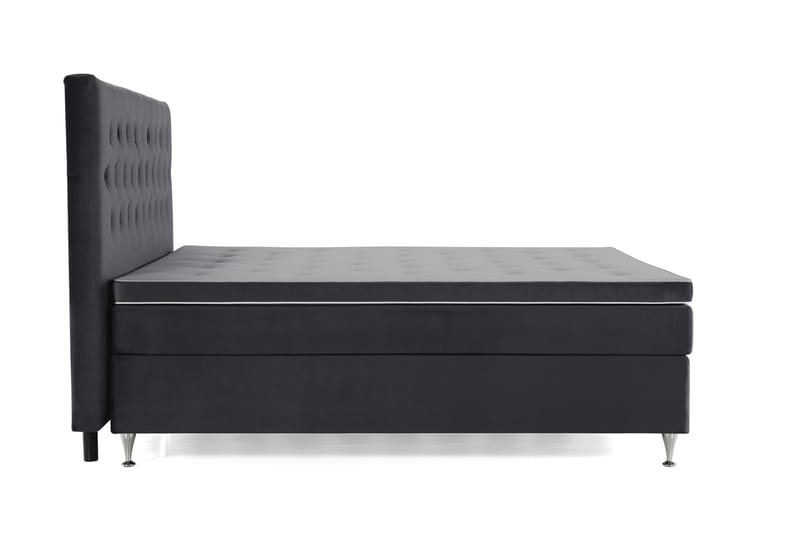 Royal Velvet Komplett Sengpakke 210x210 cm - Sort med Lave Sølvben - Møbler - Senge - Kontinentalsenge