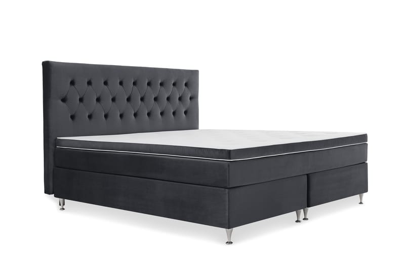 Royal Velvet Komplett Sengpakke 210x210 cm - Sort med Lave Sølvben - Møbler - Senge - Kontinentalsenge