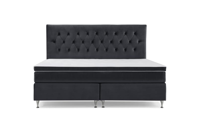 Royal Velvet Komplett Sengpakke 210x210 cm, Sort med Lave Sølvben